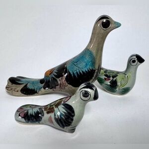 1970s Tonala Mexico Pottery Birds – Set of 3 Folk Art Figurines